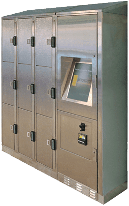 American Locker parcel locker with digital payment center